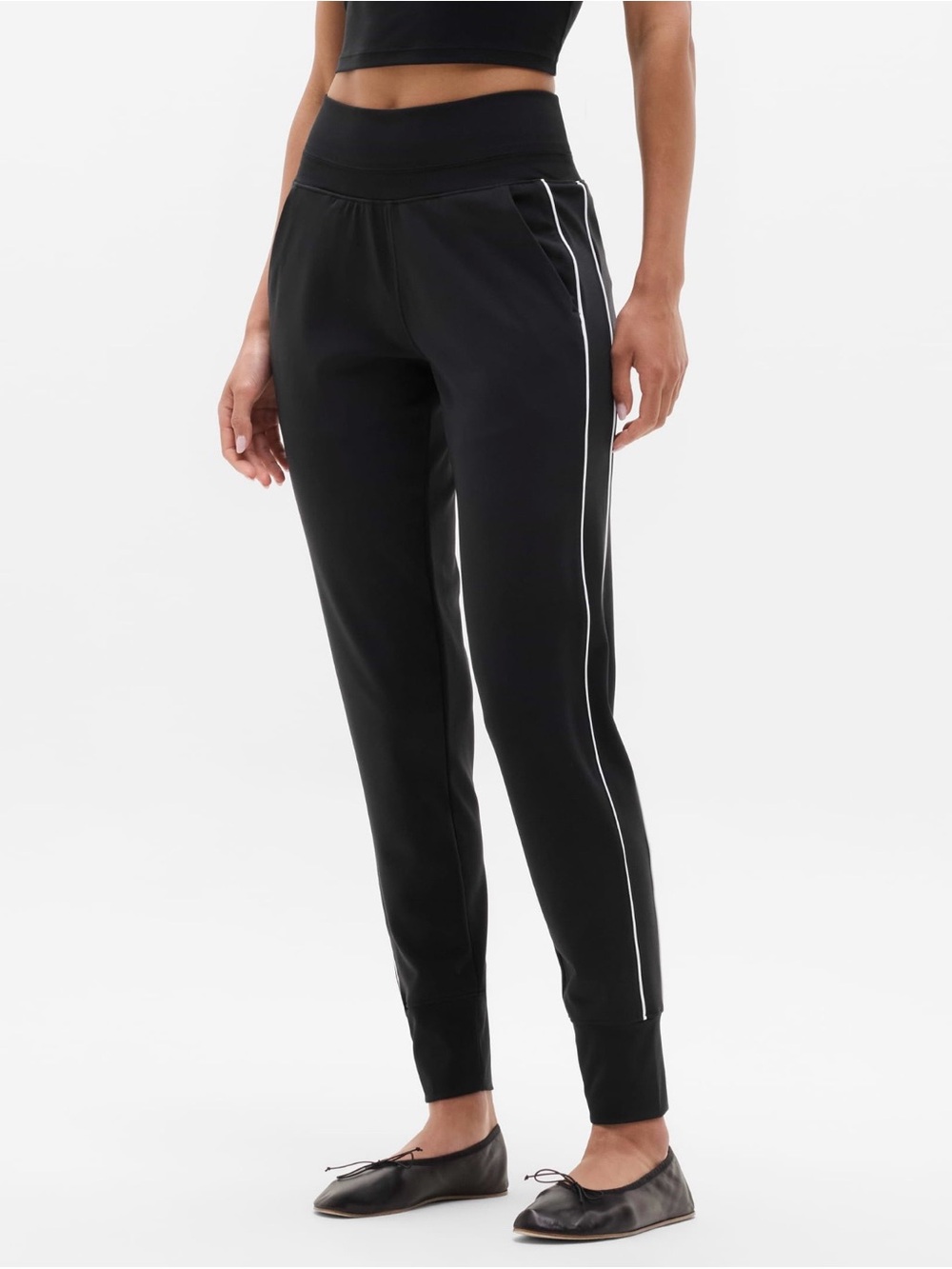 Athleta Venice Track Stripe Jogger Black XS Tall